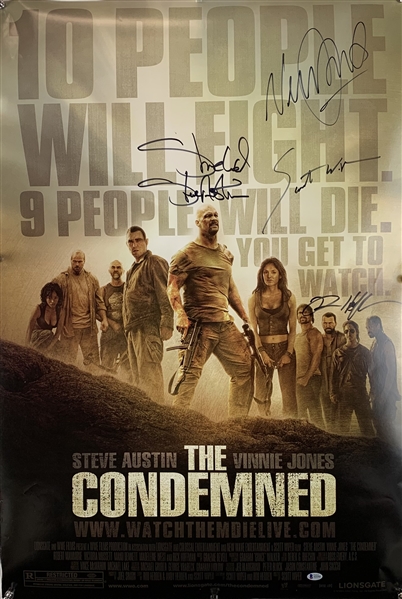 The Condemned Cast Signed Movie Poster with Steve Austin & Others (4 Sigs)(Beckett/BAS)