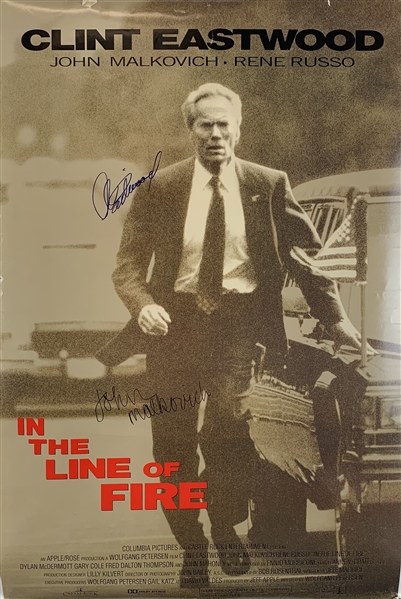 Clint Eastwood & John Malkovich Rare Dual Signed "In the Line of Fire" Movie Poster (PSA/DNA)