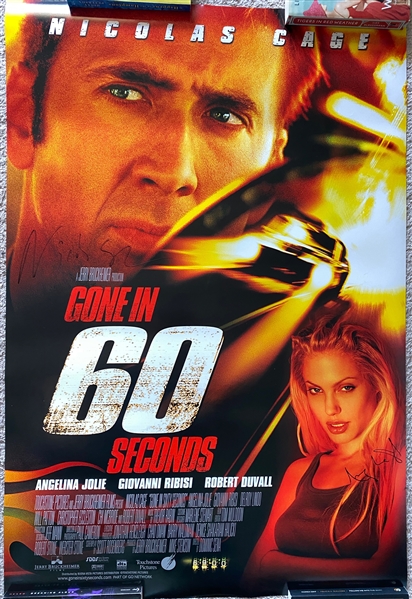 Angelina Jolie & Nicolas Cage Signed "Gone in 60 Seconds" 27" x 40" Movie Poster (Beckett/BAS Guaranteed)