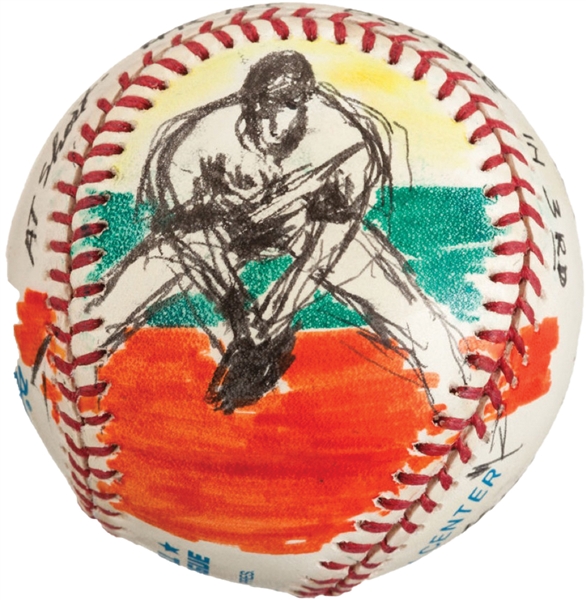 Derek Jeter Original Baseball Artwork by LeRoy Neiman (2000) (Beckett/BAS Guaranteed) 