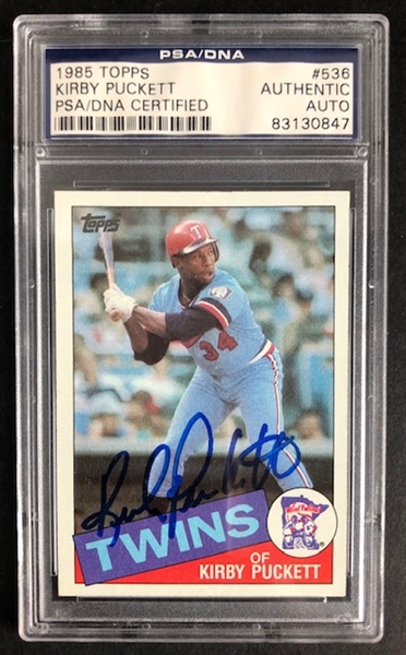 Kirby Puckett 1985 Topps Baseball #536 RC Rookie Card (PSA/DNA Encapsulated)