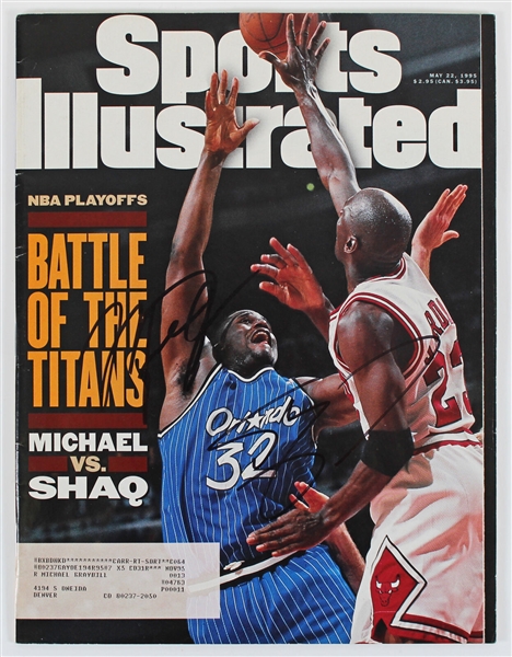 Clash of the Titans: Michael Jordan & Shaquille ONeal Signed May 1995 Sports Illustrated (JSA LOA)