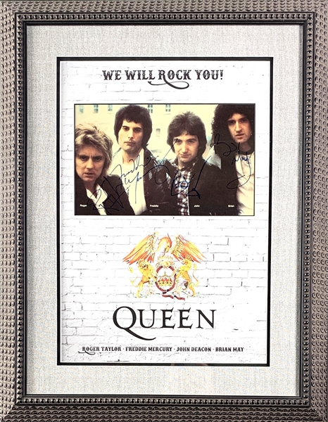 Queen Rare Group Signed Color Magazine Photo in Impressive Custom Framed Display (Epperson/REAL)