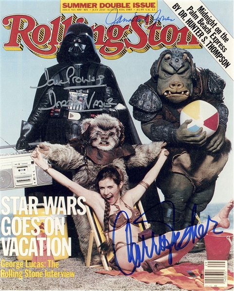 Star Wars: Carrie Fisher, James Earl Jones, & Dave Prowse Signed 8” x 10” “Rolling Stone Magazine” Photo from “Return of the Jedi” (Beckett/BAS Guaranteed)