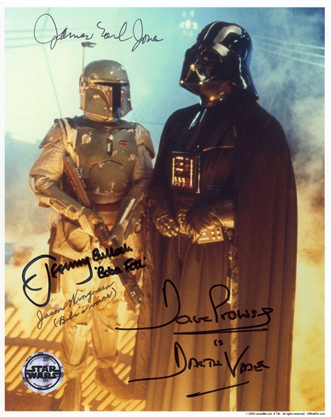 Star Wars: Darth Vader & Boba Fett Prowse, Jones, Bulloch & Wingreen Multi-Signed 8” x 10” Photo from “The Empire Strikes Back” (4 Sigs) (Beckett/BAS Guaranteed)