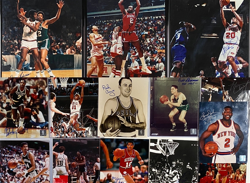 Basketball Lot of (14) Signed Photos (8” x 10” & 16” x 20”) (Rodman, Malone, Robertson, etc) (BAS Guaranteed)
