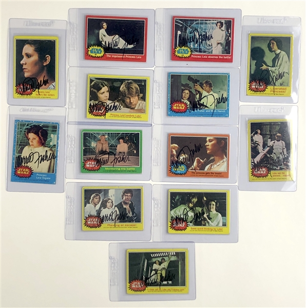Star Wars: Princess Leia “Debbie Reynolds” Signed For Carrie Fisher Lot (13) Signed 1977 Star Wars Cards (Beckett/BAS Guaranteed) 