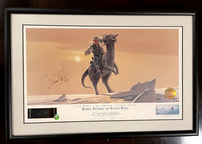 Star Wars: Mark Hamill & Ralph McQuarrie Signed 12” x 18” Lithograph From “The Empire Strikes Back” Framed (Beckett/BAS Guaranteed)