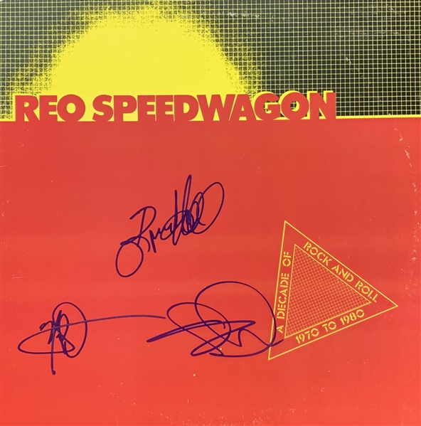 REO Speedwagon Group Signed "A Decade of Rock and Roll - 1970 to 1980" Album Cover (Beckett/BAS Guaranteed)
