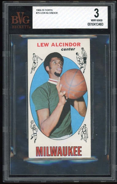 1969-70 Topps #25 Lew Alcindor Rookie Card - BVG Graded VG 3