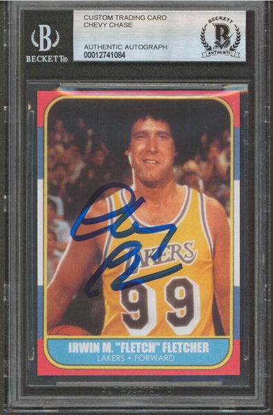 Chevy Chase Signed "Fletch" Custom Trading Card (Beckett/BAS Encapsulated)