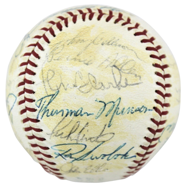 1972 Yankees Team Signed OAL Baseball with Thurman Munson & Others (24 Sigs)(PSA/DNA)