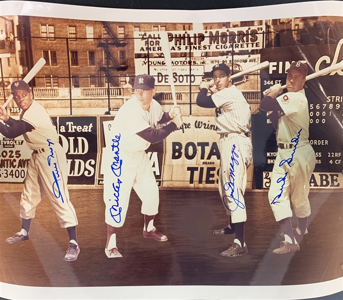 Kings of NY: Mantle, DiMaggio, Mays & Snider Rare Signed 16"x20" Color Photo (PSA/DNA)