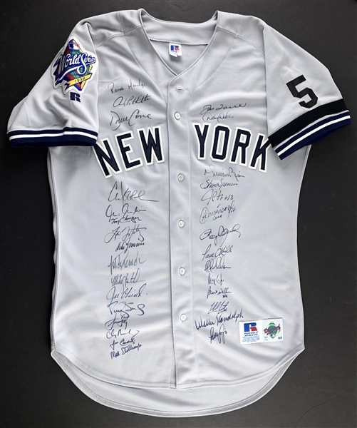 1999 New York Yankees World Series Team Signed Jersey(30 Signatures with Jeter and Rivera)(Beckett/BAS)