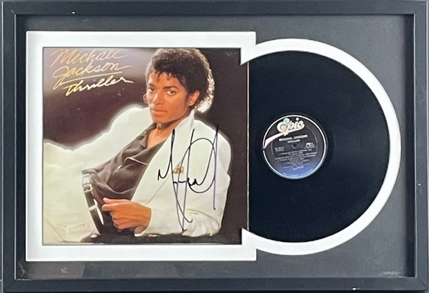 Michael Jackson Superb Signed "Thriller" Record Album in Custom Framed Display (PSA/DNA & Epperson/REAL LOAs)