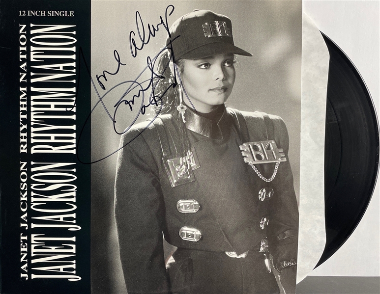 Janet Jackson Signed "Rhythm Nation" Album Cover W/ Vinyl (BAS)