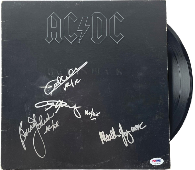 AC/DC Group Signed "Back in Black" Record Album with 4 Signatures (PSA/DNA)