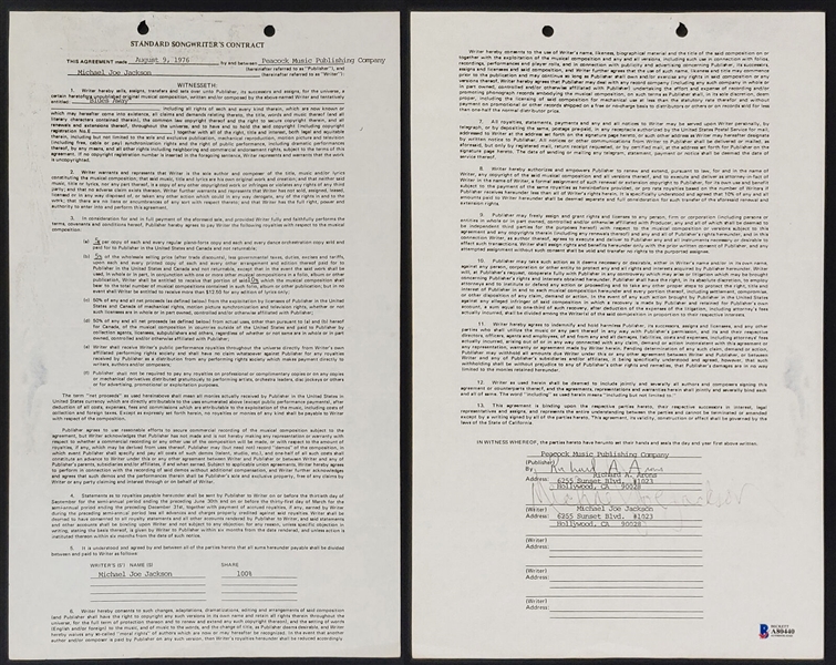 Michael Jackson Signed 1976 Standard Songwriters Publishing Contract with RARE "Michael Joe Jackson" Signature (Beckett/BAS LOA)
