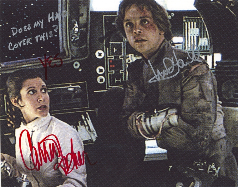 Star Wars: Mark Hamill & Carrie Fisher 10” x 8” Signed Photo from “The Empire Strikes Back” (Beckett/BAS Guaranteed)