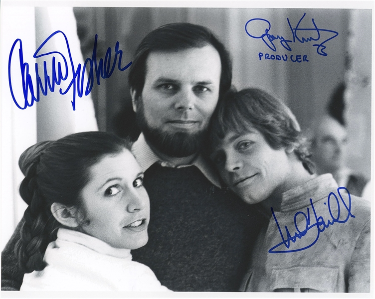 Star Wars: Fisher, Hamill, & Kurtz Behind-the-Scenes 10” x 8” Signed Photo from “The Empire Strikes Back” (Beckett/BAS Guaranteed) 