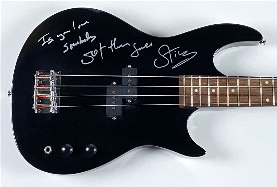 The Police: Sting Signed Bass Guitar with Handwritten Song Title Inscription! (Epperson/REAL LOA)