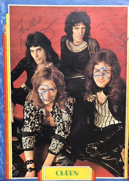 Queen Group Signed 8" x 11.75" 1974 Magazine Page Photograph (Epperson/REAL LOA & Beckett/BAS Guaranteed)