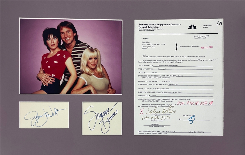 "Threes Company" Cast Signed Matted Display with Ritter, DeWitt & Somers (Beckett/BAS)