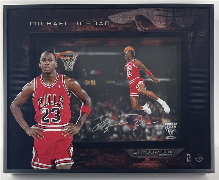 Michael Jordan Signed 88 Slam Dunk Shadow Box Collection Display (UDA COA)