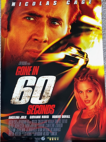 Gone in 60 Seconds Poster Studio Signed by Nicholas Cage & Angelina Jolie (BAS/BAS Guaranteed)