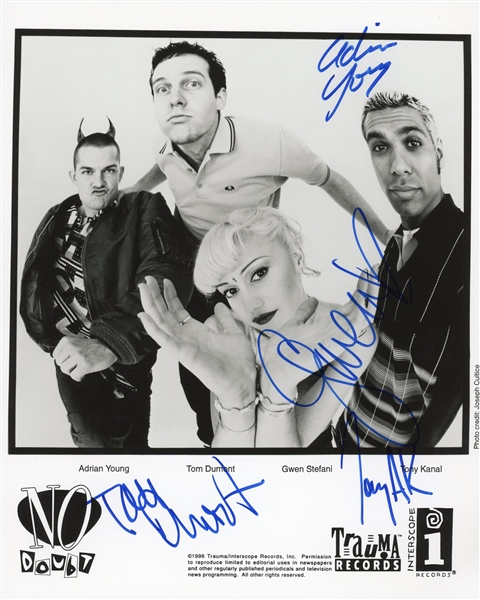 No Doubt: Group Signed 8" x 10" Promo Photo (4 sigs)(Beckett/BAS Guaranteed)