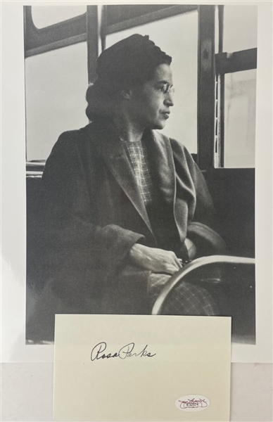 Rosa Parks Signed 3" x 5" Cut (JSA)