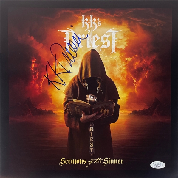 K.Ks Priest: Downing Signed "Sermons of the Sinner" LP Cover w/ Unopened Album (JSA COA)***RETURNED***