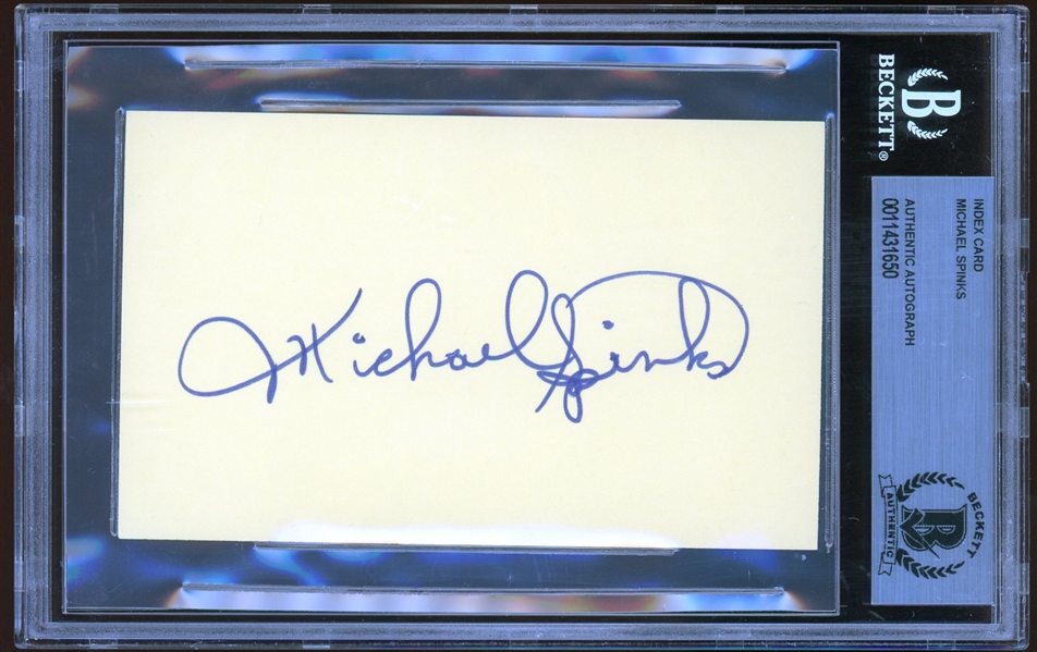 Michael Spinks Signed 3" x 5" Index Card (Beckett/BAS Encapsulated)
