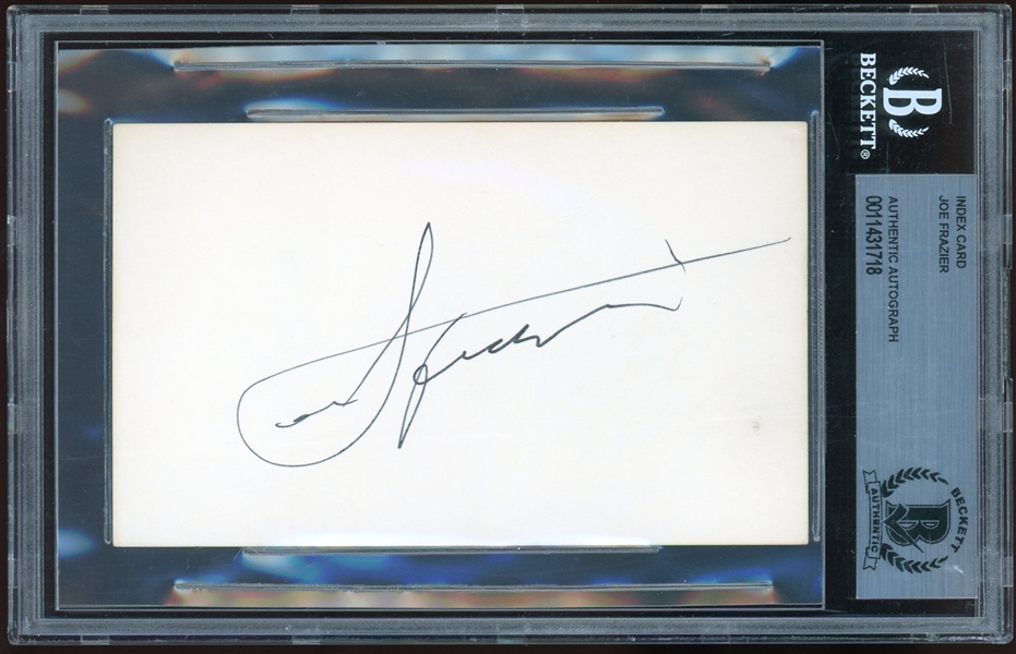 Joe Frazier Signed 3" x 5" Index Card (Beckett/BAS Encapsulated)