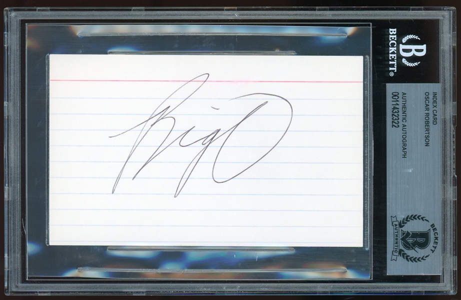 Oscar Robertson Signed 3" x 5" Card (Beckett/BAS Encapsulated)