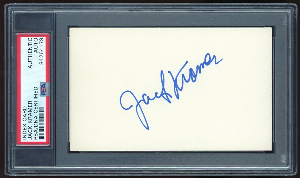 Jack Kramer Signed 3" x 5" Index Card (PSA/DNA Encapsulated)