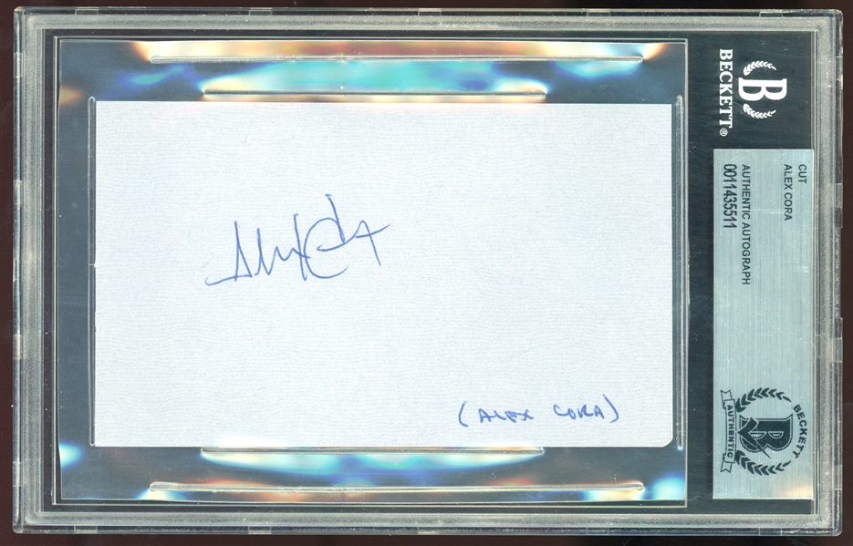Alex Cora Signed 3" x 5" Index Card (Beckett/BAS Encapsulated)