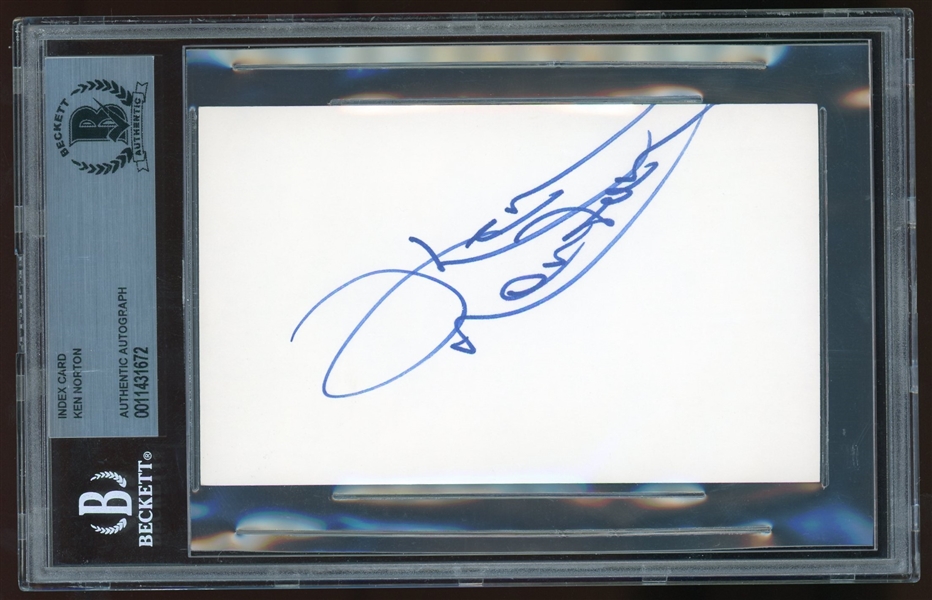 Ken Norton Signed 3" x 5" Index Card (Beckett/BAS Encapsulated)