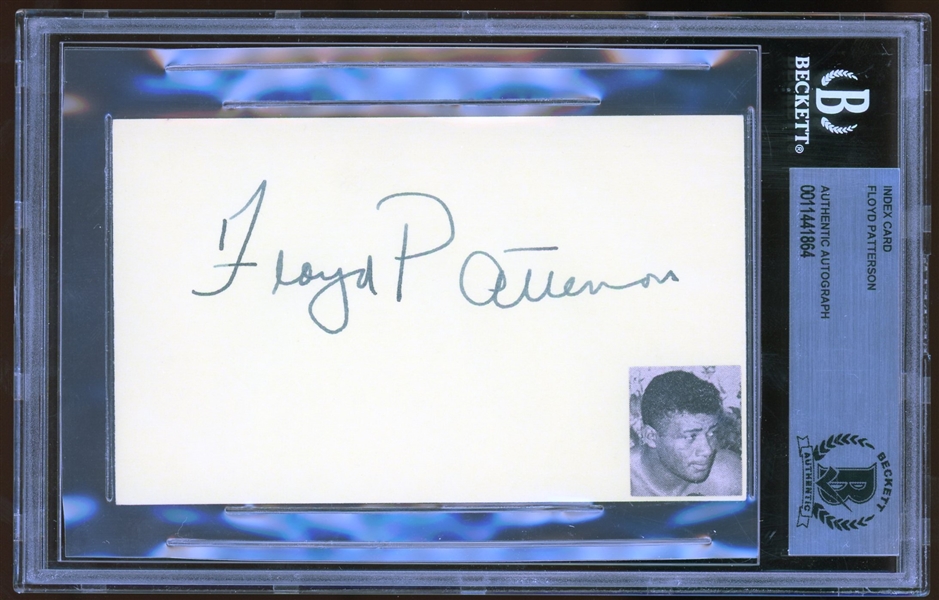 Floyd Patterson Signed 3" x 5" Index Card (Beckett/BAS Encapsulated)