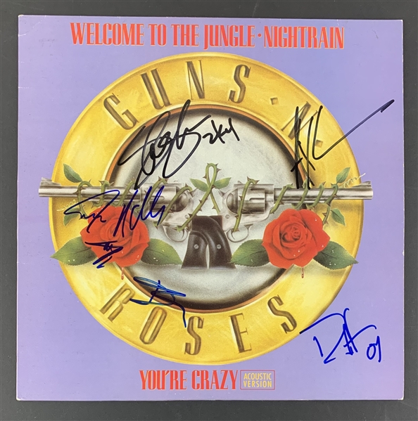 Guns N Roses RARE Group Signed "Welcome to the Jungle" Record Album Single (Epperson/REAL LOA)