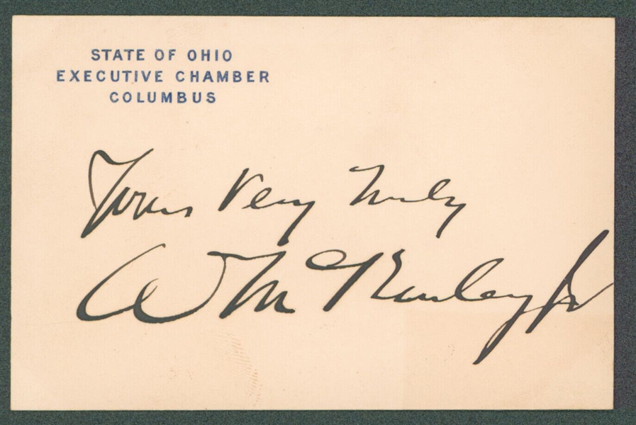 William McKinley Signed Ohio Executive Chamber Card as Governor (JSA)