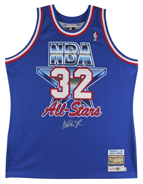 Magic Johnson Signed Mitchell & Ness 1992 All-Star Game Style Jersey (Beckett/BAS Witnessed)
