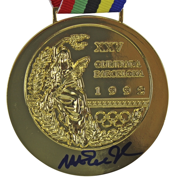 Magic Johnson Signed 1992 Olympic Replica Gold Medal (Beckett/BAS Witnessed)