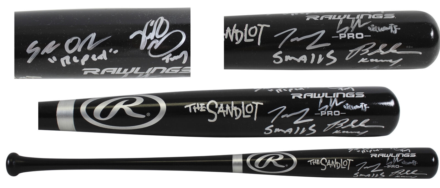 The Sandlot Cast Signed Custom Engraved Baseball Bat (6 Sigs)(Beckett/BAS Witnessed)