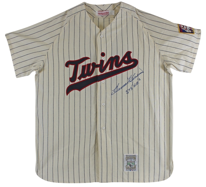 Harmon Killebrew Signed Twins Mitchell & Ness Vintage Style Jersey with "573 HRs" Inscription (Beckett/BAS COA)