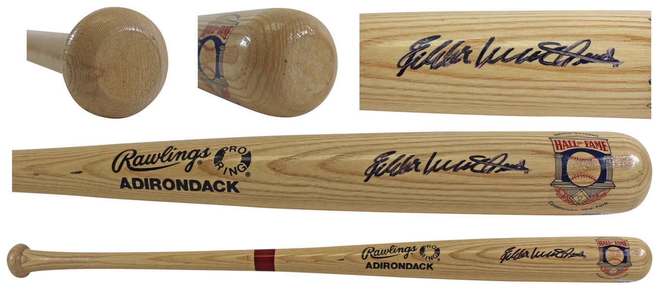 Eddie Mathews Signed Baseball Hall of Fame Commemorative Logo Bat (Beckett/BAS COA)
