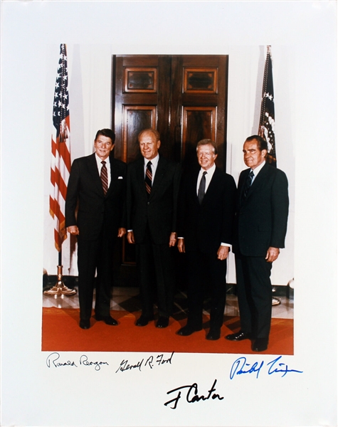 The Four Presidents RARE Signed 11" x 14" Color Photo with Reagan, Bush, Nixon & Carter (Beckett/BAS & PSA/DNA)