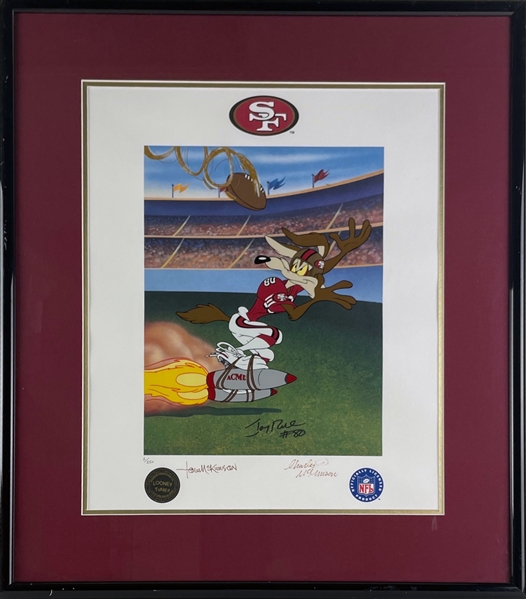 Jerry Rice Signed LTD ED Looney Tunes Lithograph (NFL/Looney Tunes COA + Third Party Guaranteed)