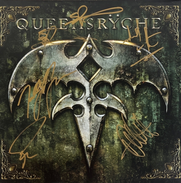 Queensryche: Fully Group Signed Self Titled Album Cover (Third Party Guaranteed)