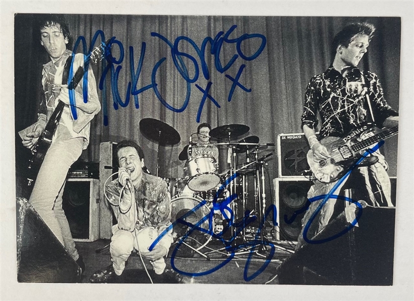 The Clash: Postcard signed by Joe Strummer, Mick Jones, and Paul Simonon (Epperson/REAL)